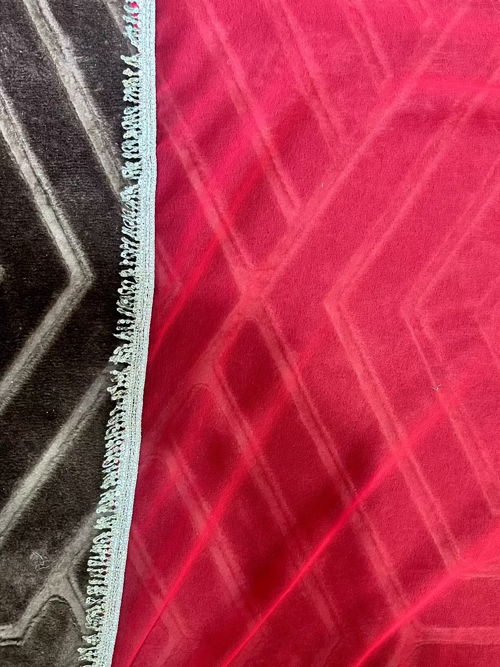 Georgette Gota Patti Work Saree with Blouse | Free Size | 5.5 Meter Length | Red (Maroon Shade)