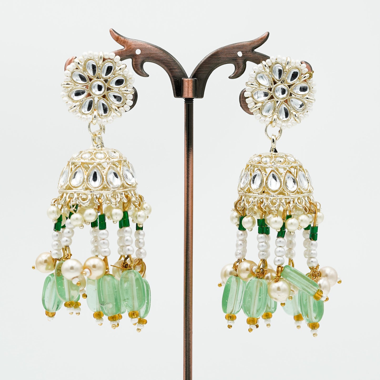 Green-Kundan jhumka