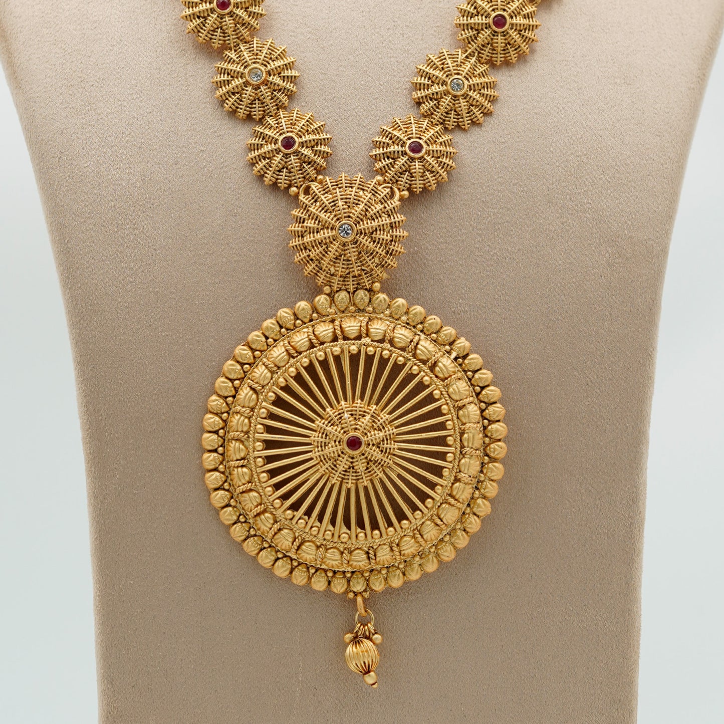 Artificial Gold-Plated Stone Studded Necklace & Earrings Jewellery Set