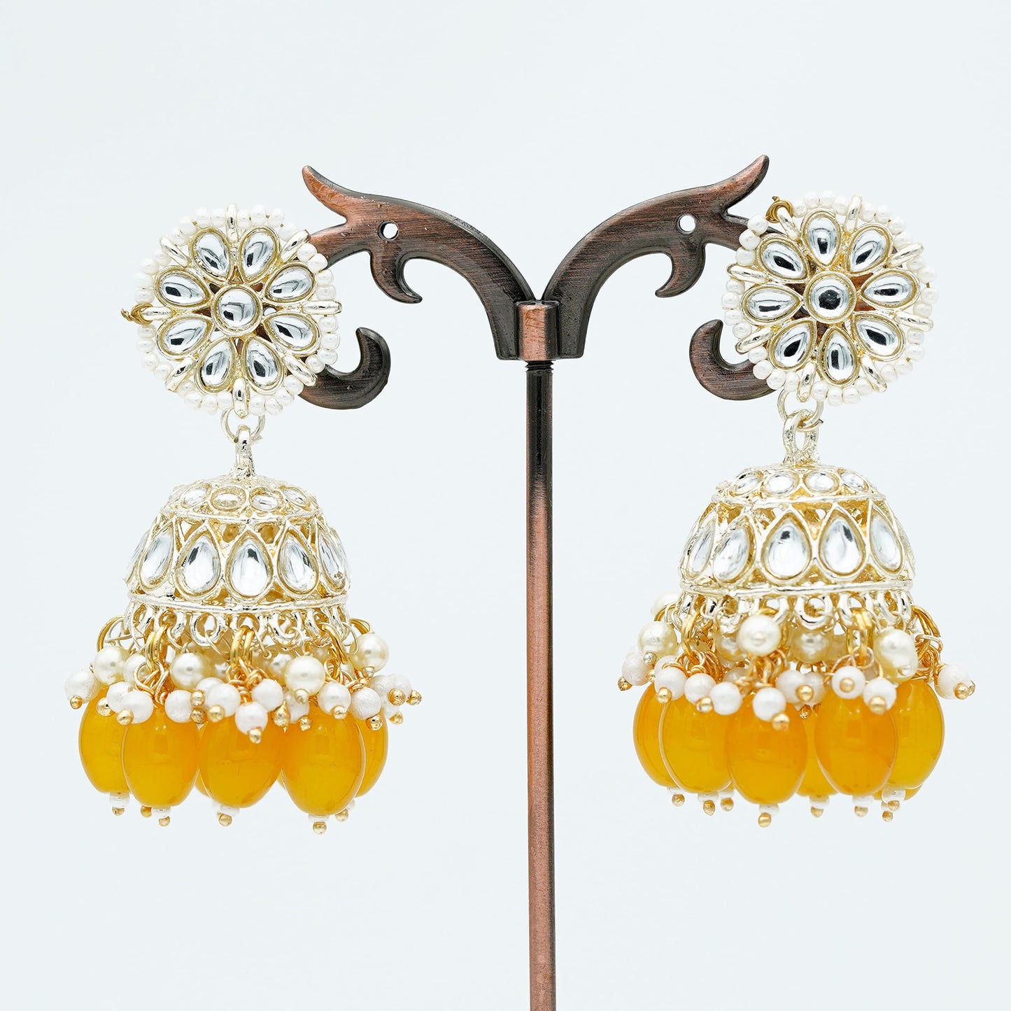 Orange-Kundan Jhumka