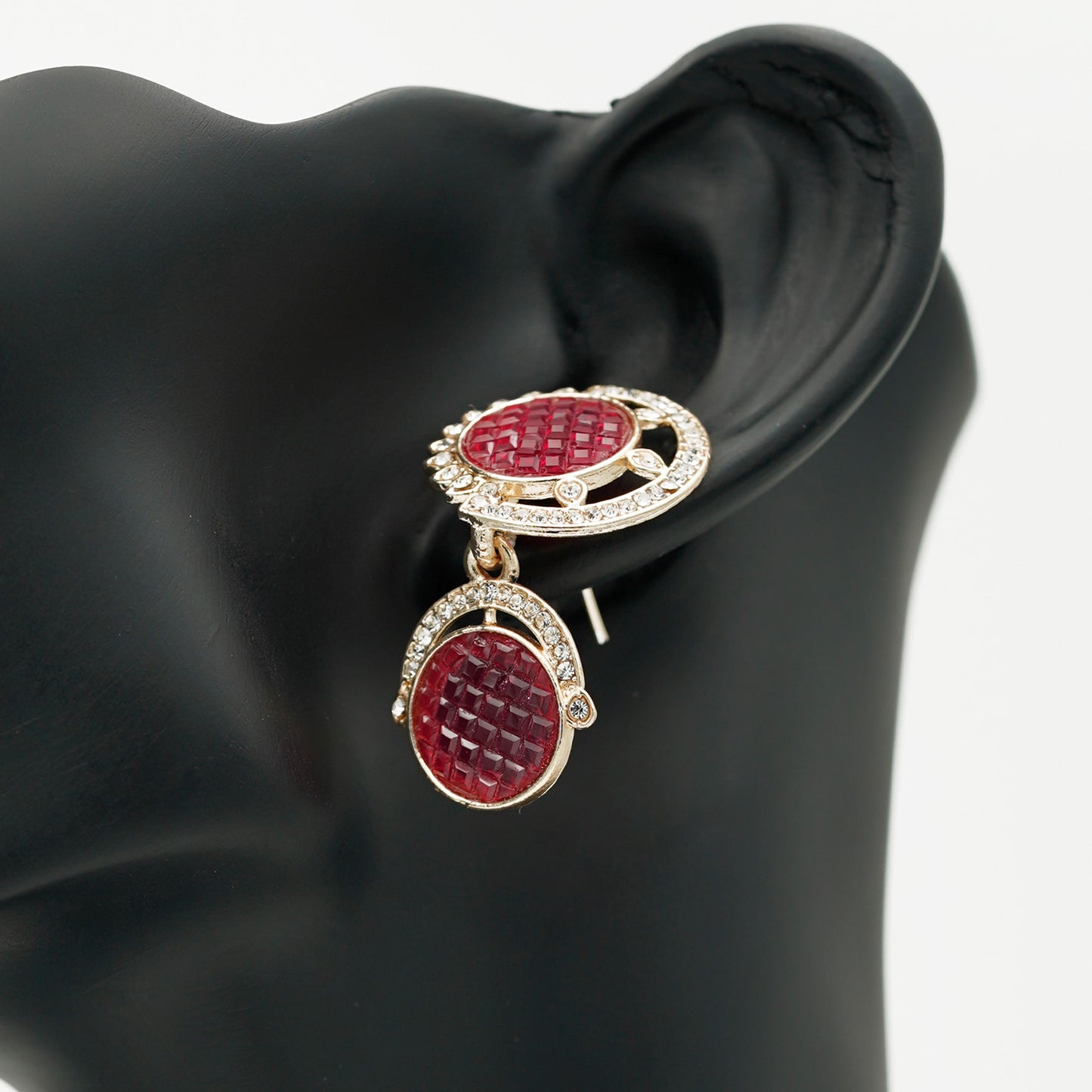 Maroon Stone Studded Earrings