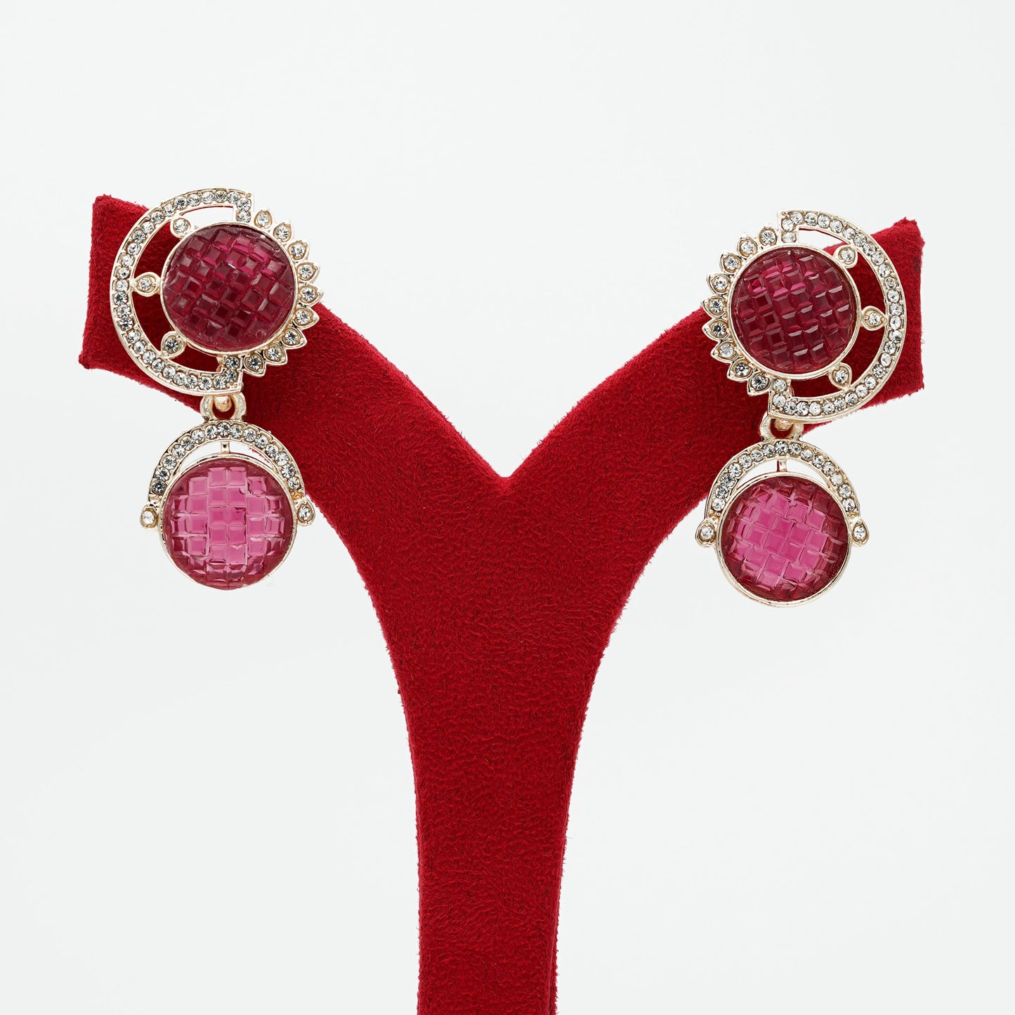 Maroon Stone Studded Earrings