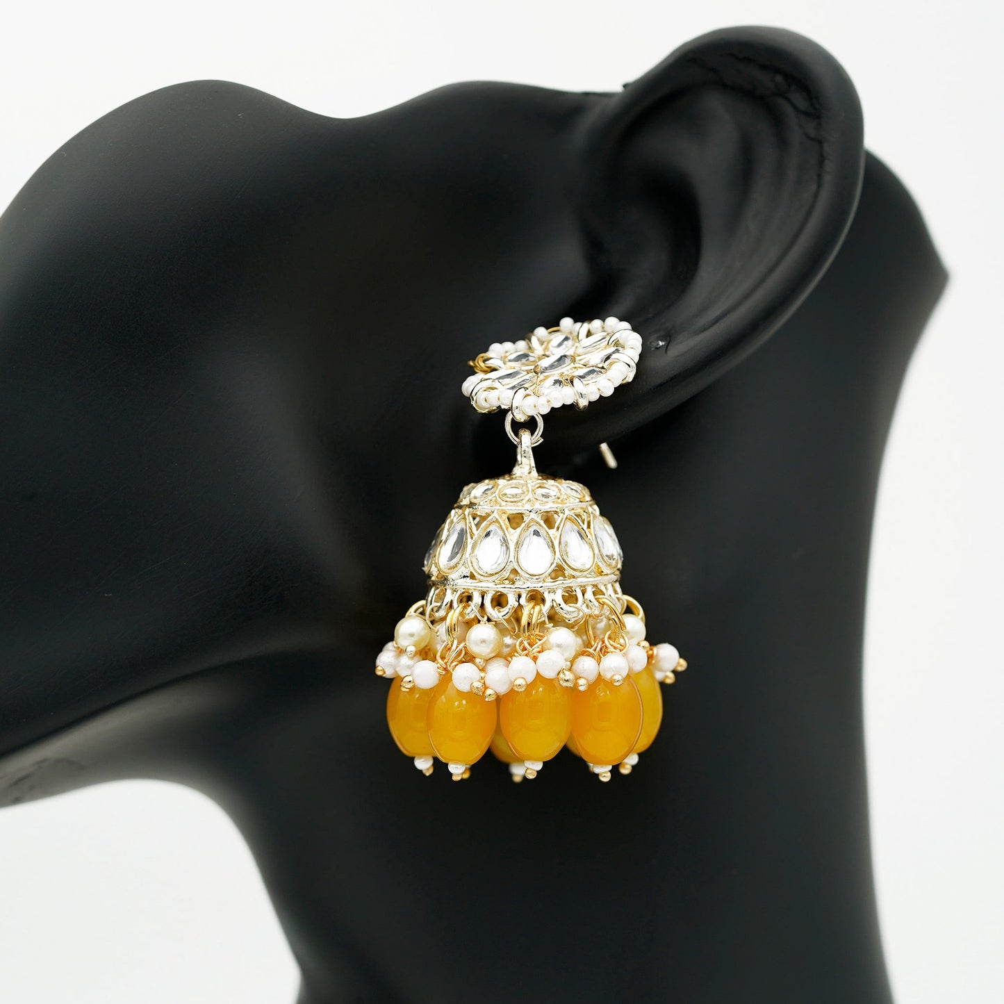 Orange-Kundan Jhumka