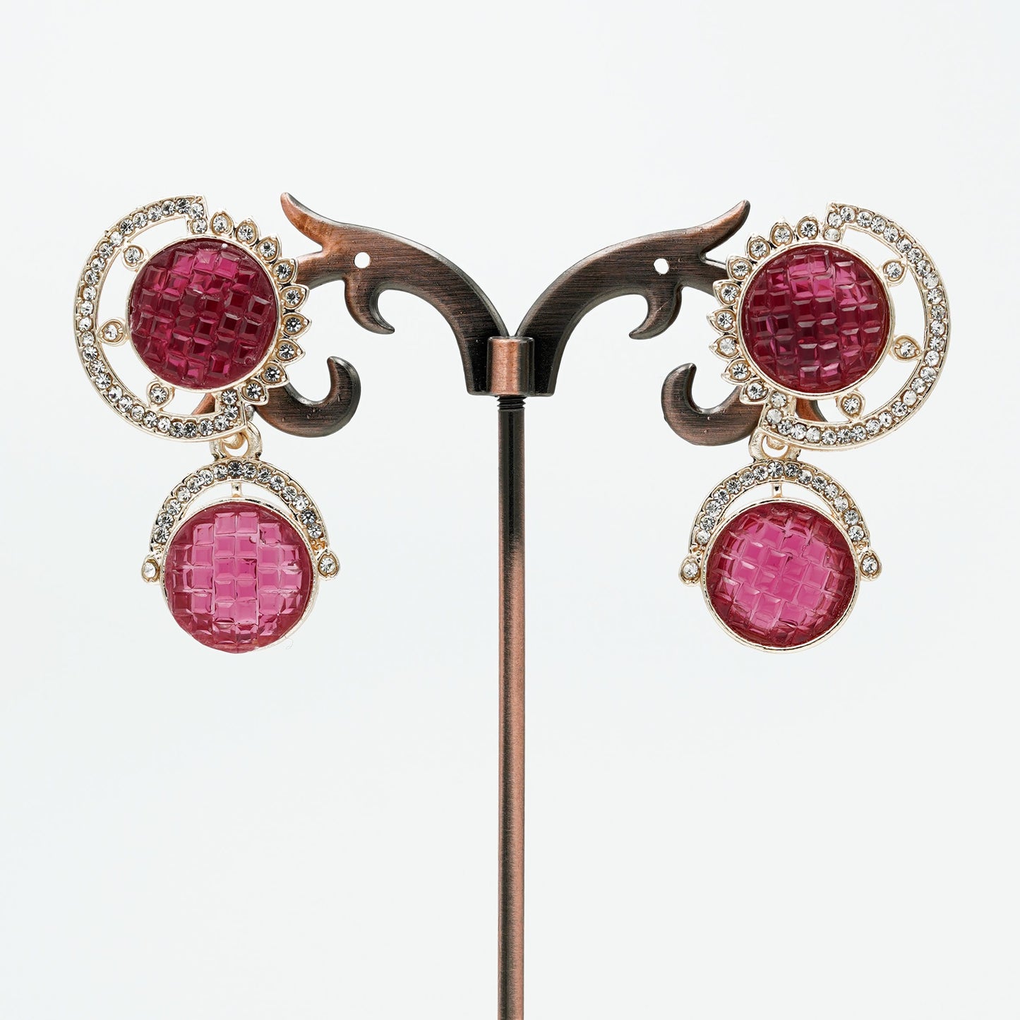 Maroon Stone Studded Earrings