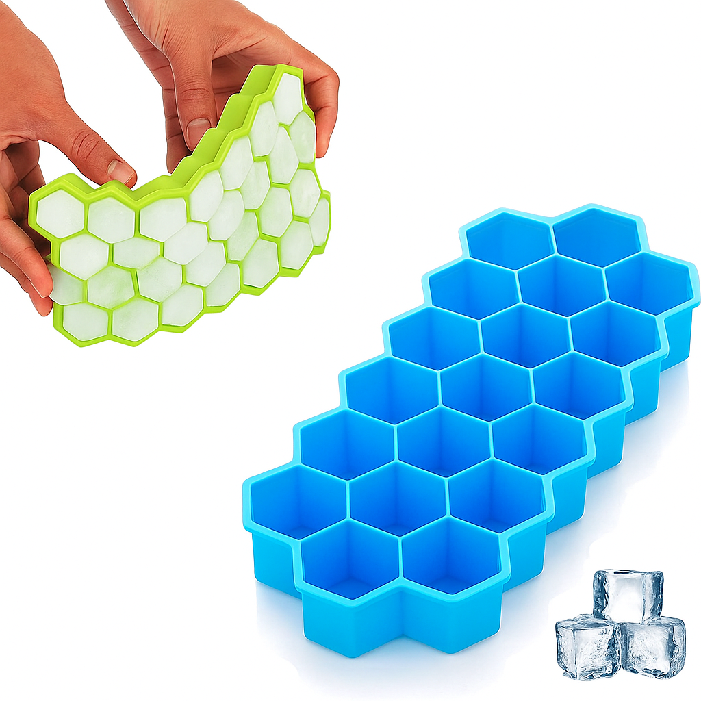 Flexible Silicone Ice Cube Tray – 37 Small Cubes for Fridge & Freezer