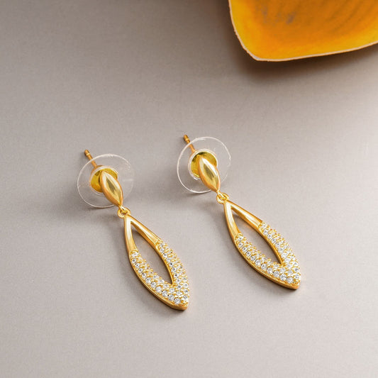 Artificial Gold Polish Alloy Based Drop Earrings